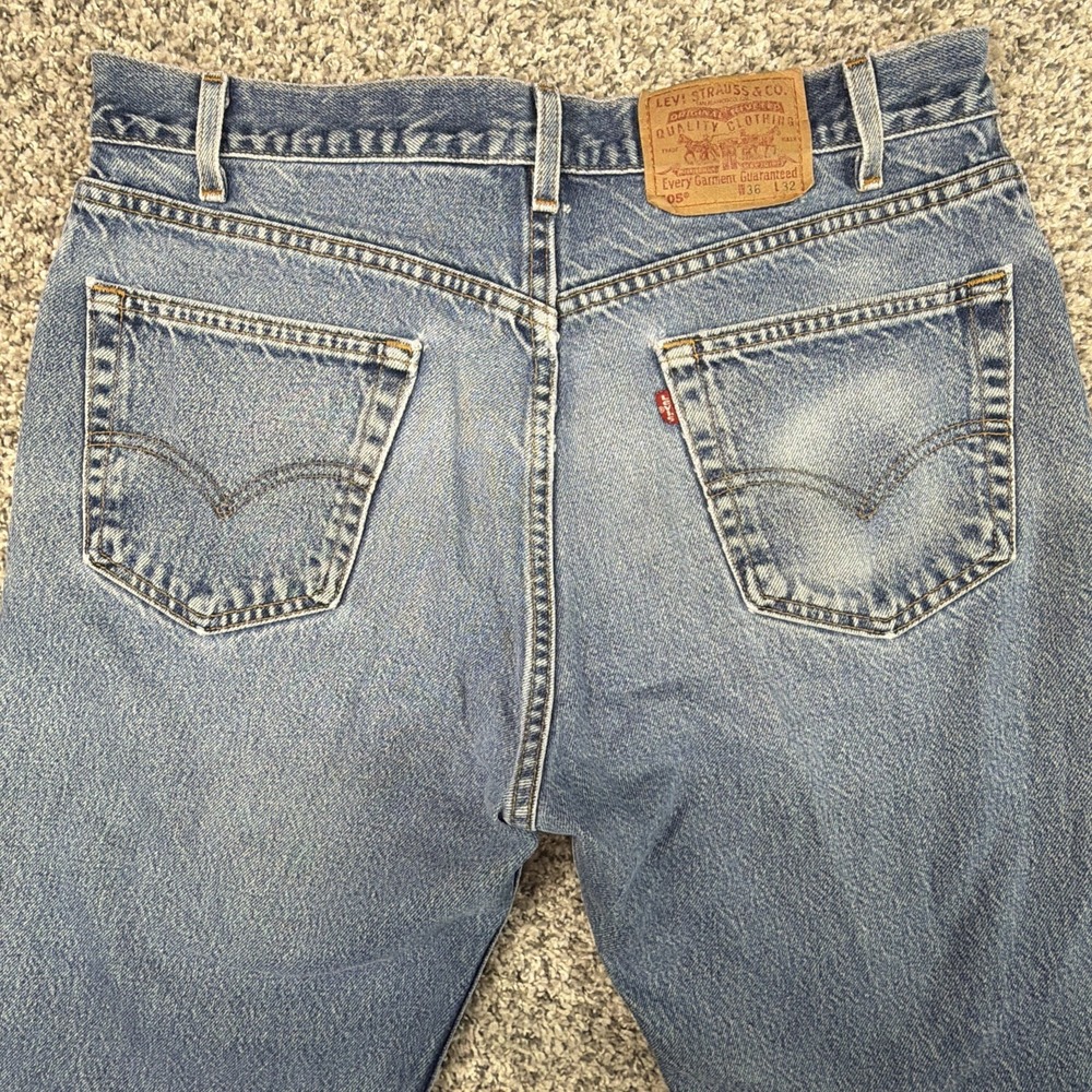 VTG Levi's 505 Jeans 36x32 (Fits 34x30) Blue Made in USA Perfect Fade Distressed - Picture 7 of 11